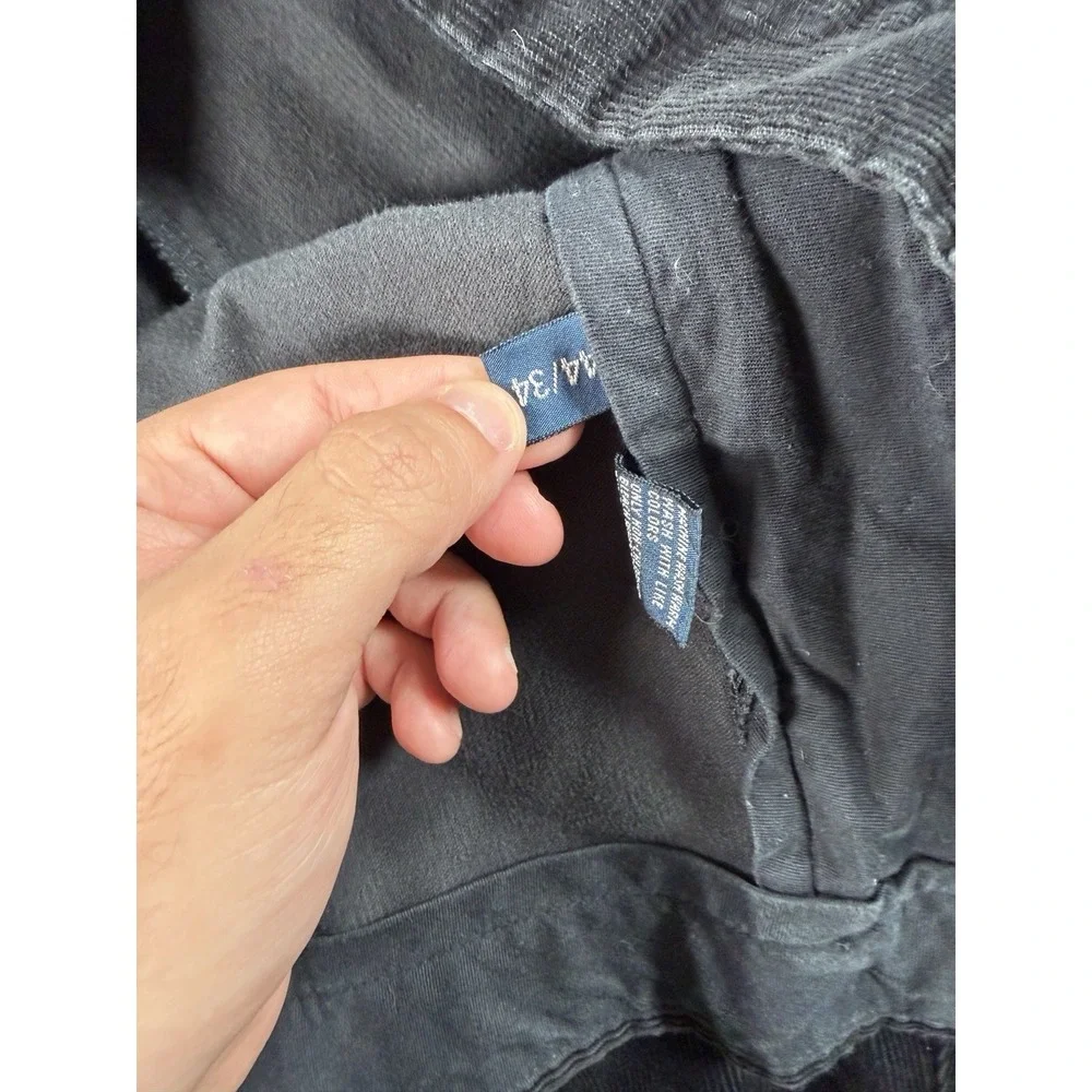 Polo Ralph Lauren Hammond Pant Mens 42x33 Black Pleated Corduroy Trousers
